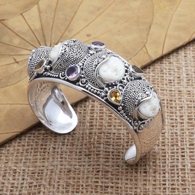 Alternate image for Hand Crafted Amethyst and Citrine Cuff Bracelet Rainbow Moon