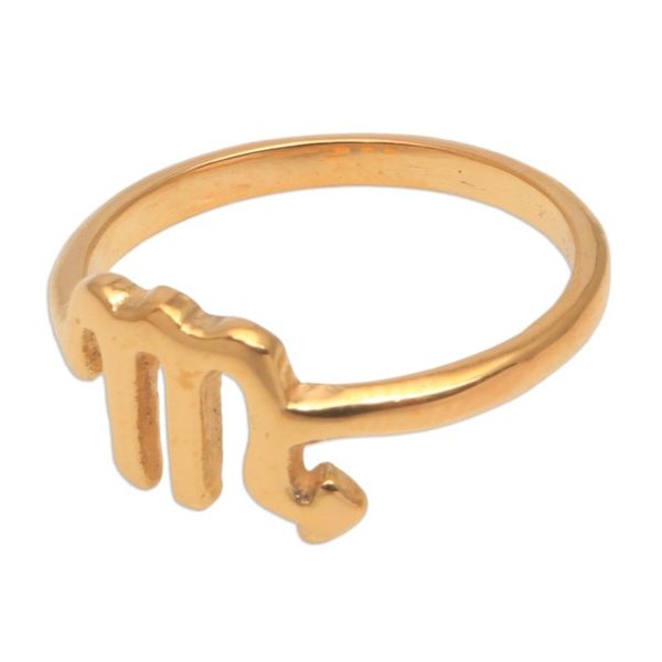Alternate image for 18k Gold Plated Sterling Silver Scorpio Band Ring Golden Scorpio