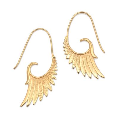 Alternate image for 18k Gold Plated Sterling Silver Wing Half-Hoop Earrings Wings at Dawn