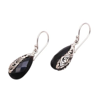 Alternate image for Drop-Shaped 5-Carat Onyx Dangle Earrings from Bali Night Sorceress