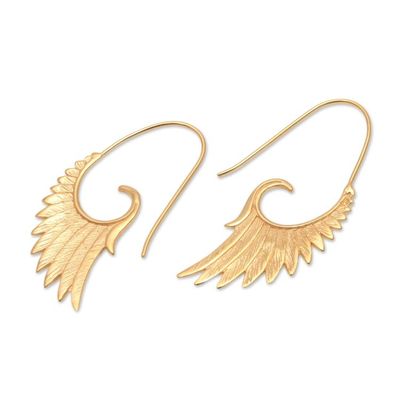 Alternate image for 18k Gold Plated Sterling Silver Wing Half-Hoop Earrings Wings at Dawn