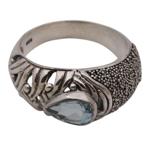 Alternate image for Blue Topaz and Sterling Silver Single Stone Ring from Bali Two Souls