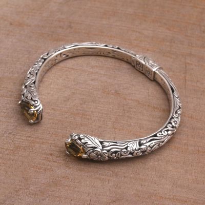 Alternate image for Floral Citrine and Silver Cuff Bracelet from Bali Transcendent Forest