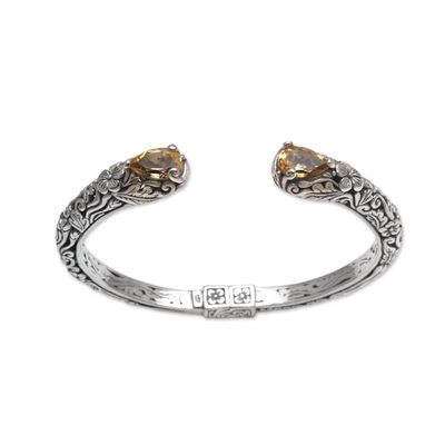 Alternate image for Floral Citrine and Silver Cuff Bracelet from Bali Transcendent Forest