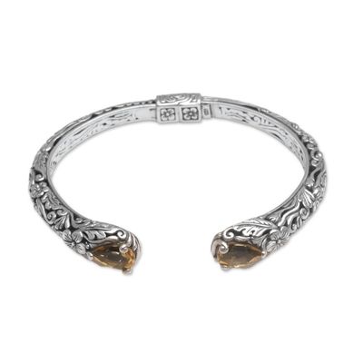 Alternate image for Floral Citrine and Silver Cuff Bracelet from Bali Transcendent Forest