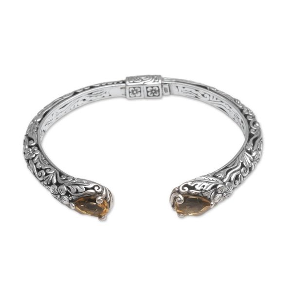 Alternate image for Floral Citrine and Silver Cuff Bracelet from Bali Transcendent Forest