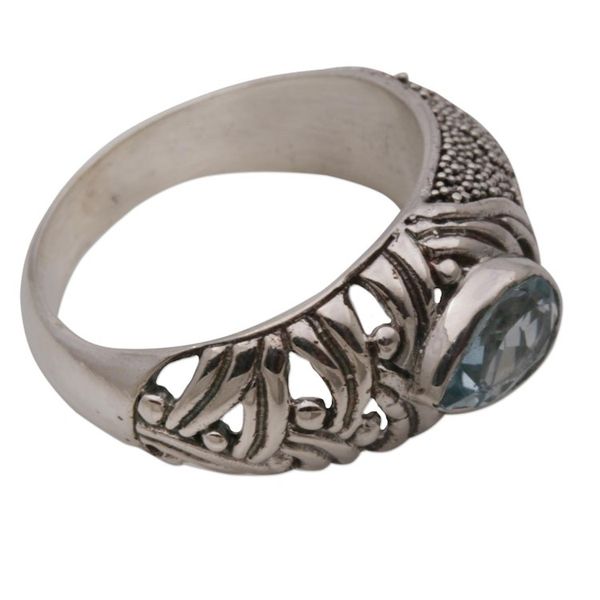 Alternate image for Blue Topaz and Sterling Silver Single Stone Ring from Bali Two Souls