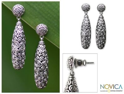 Alternate image for Sterling silver drop earrings Clouds