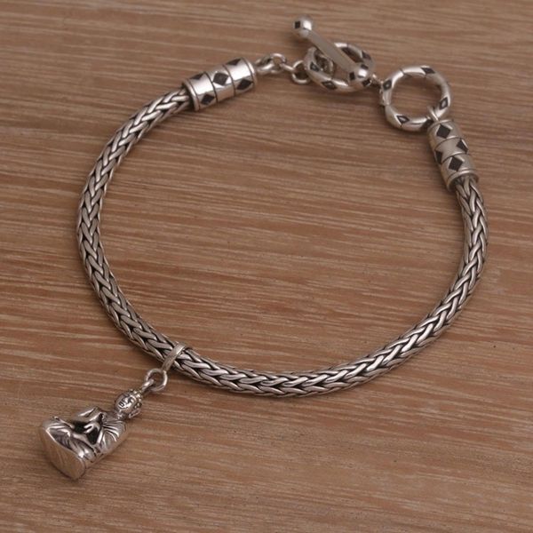 Alternate image for Buddha Charm Bracelet with Sterling Silver Naga Chain Flying Buddha