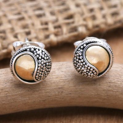 Alternate image for 18k Gold-Accented Sterling Silver Ying-Yang Stud Earrings Precious Duality