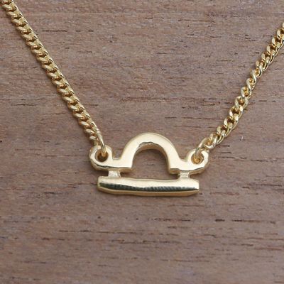 Alternate image for 18k Gold Plated Sterling Silver Libra Pendant Necklace Golden Libra