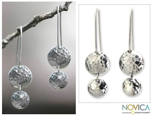 Alternate image for Sterling Silver Dangle Earrings Magical Shields