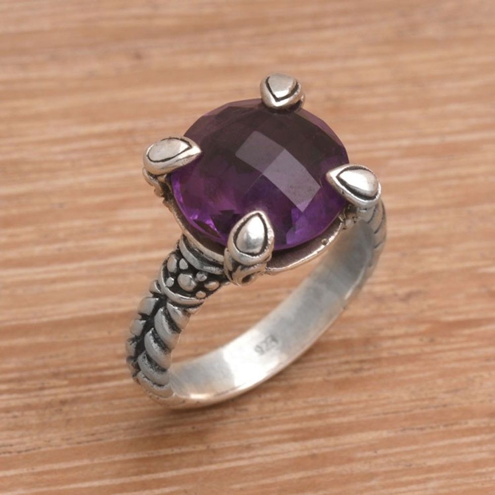 Handmade 925 Sterling Silver Amethyst Cocktail Ring 'Garden Bliss'