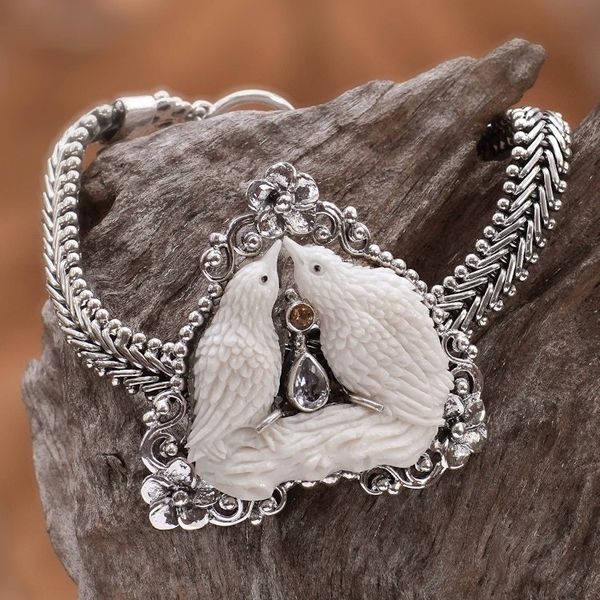 Alternate image for World Peace Dove Pendant Bracelet, Blue Topaz and Citrine Peace, Love and Affection