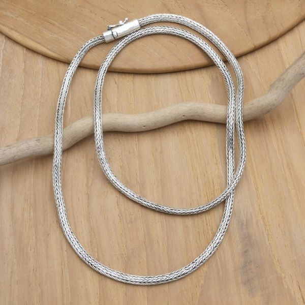 Alternate image for Mens Sterling Silver Necklace with Polished Naga Chain Gallant Force