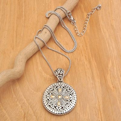 Alternate image for Floral 18k Gold-Accented Sterling Silver Pendant Necklace Sarasvati Garden