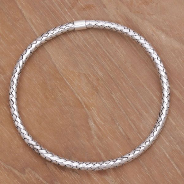 Alternate image for Handmade Sterling Silver Bangle Bracelet from Indonesia Simple Perfection