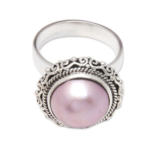 Alternate image for Traditional Pink Cultured Pearl Cocktail Ring from Bali Pink Moonlight