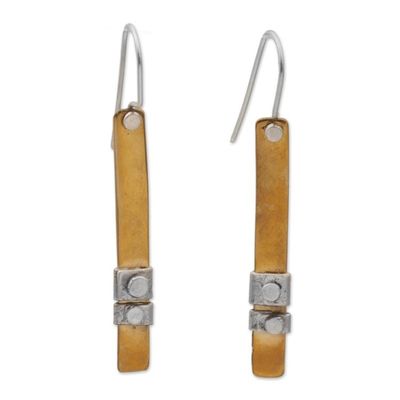 Alternate image for 925 Sterling Silver Accent Brass Dangle Earrings from Bali Island Journey