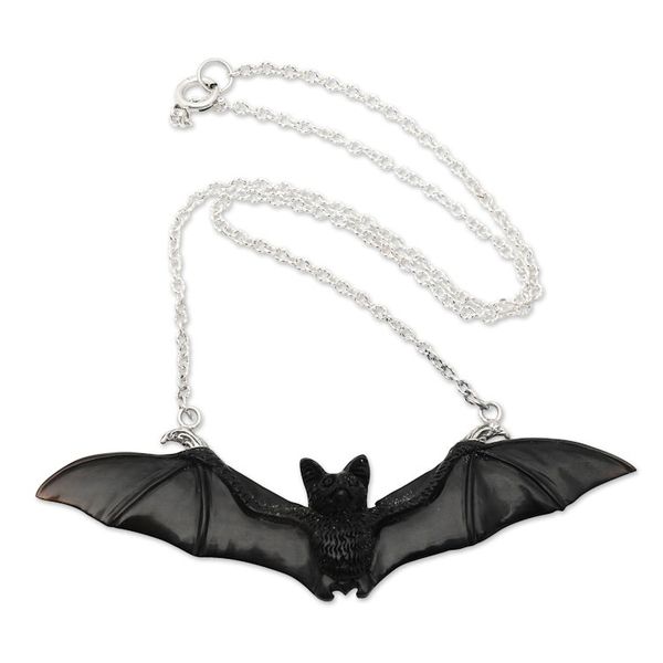 Alternate image for Handcrafted Bat-Themed Sterling Silver Pendant Necklace King of the Night