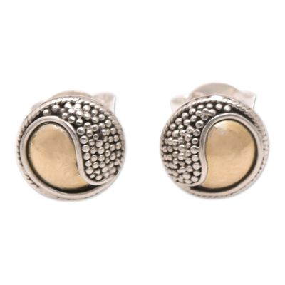 Alternate image for 18k Gold-Accented Sterling Silver Ying-Yang Stud Earrings Precious Duality