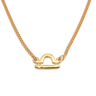 Alternate image for 18k Gold Plated Sterling Silver Libra Pendant Necklace Golden Libra