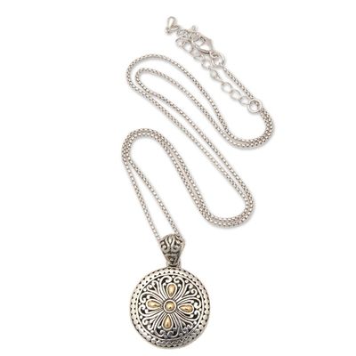 Alternate image for Floral 18k Gold-Accented Sterling Silver Pendant Necklace Sarasvati Garden