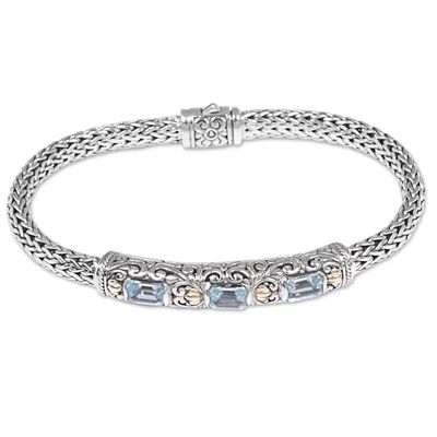 Alternate image for Handcrafted Vermeil Accent Blue Topaz Bracelet from Bali Bedugul Temple