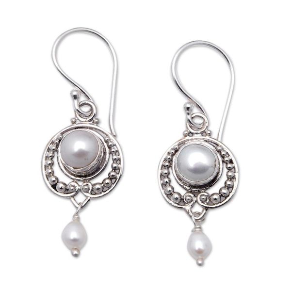 Alternate image for Classic Sterling Silver Dangle Earrings with Cultured Pearls Virtuous Ocean