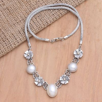 Alternate image for Gold-Accented Cultured Pearl Pendant Necklace Celestial Glow