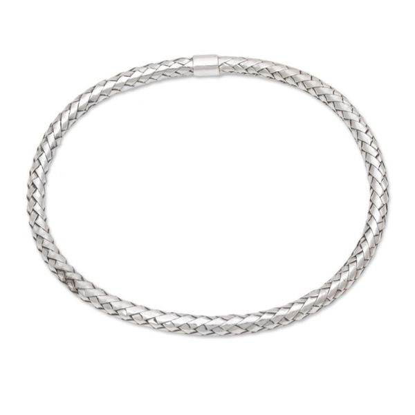 Alternate image for Handmade Sterling Silver Bangle Bracelet from Indonesia Simple Perfection