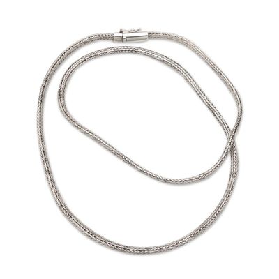 Alternate image for Mens Sterling Silver Necklace with Polished Naga Chain Gallant Force