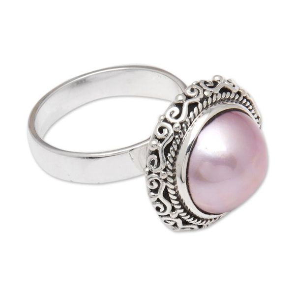 Alternate image for Traditional Pink Cultured Pearl Cocktail Ring from Bali Pink Moonlight