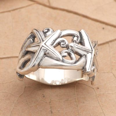 Alternate image for Sterling Silver Starfish Band Ring Youre a Star