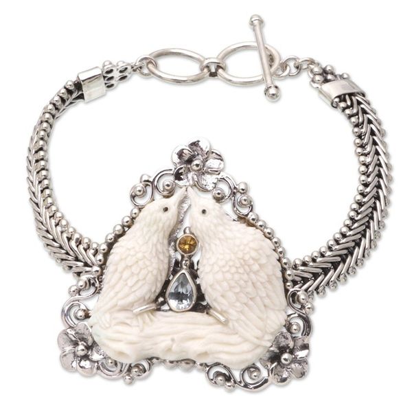 Alternate image for World Peace Dove Pendant Bracelet, Blue Topaz and Citrine Peace, Love and Affection