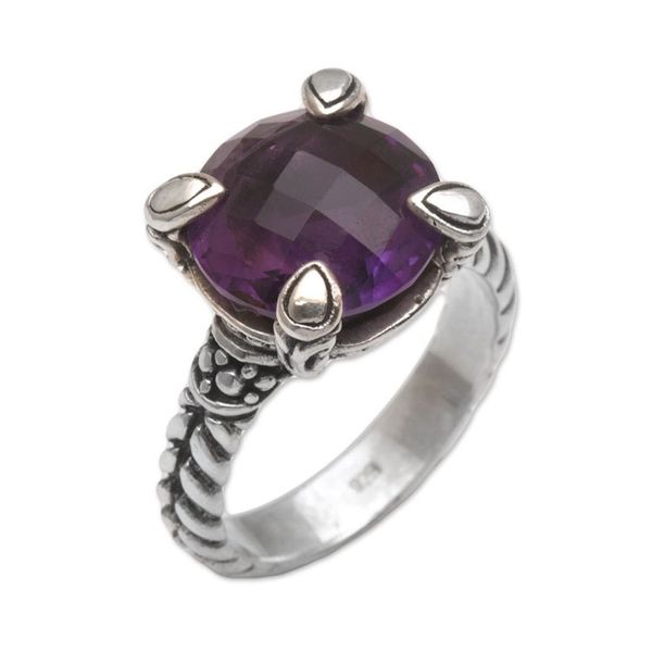 Alternate image for Handmade 925 Sterling Silver Amethyst Cocktail Ring Garden Bliss