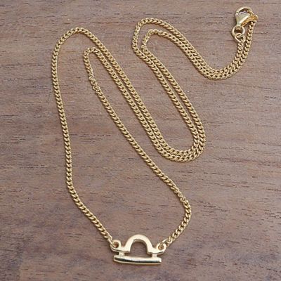 Alternate image for 18k Gold Plated Sterling Silver Libra Pendant Necklace Golden Libra