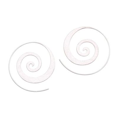 Alternate image for Spiral-Shaped Sterling Silver Half-Hoop Earrings from Bali Spiral Loop