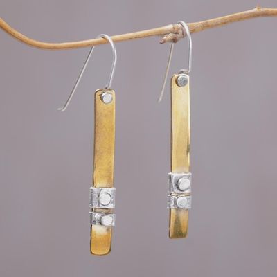 Alternate image for 925 Sterling Silver Accent Brass Dangle Earrings from Bali Island Journey