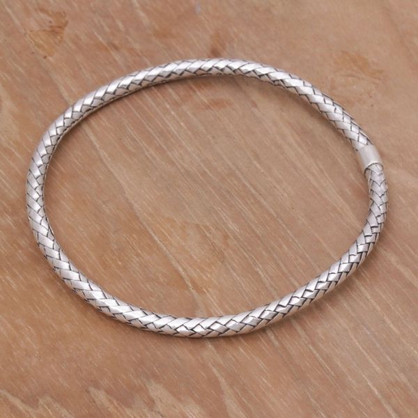 Alternate image for Handmade Sterling Silver Bangle Bracelet from Indonesia Simple Perfection