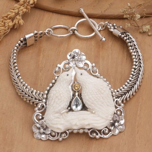 Alternate image for World Peace Dove Pendant Bracelet, Blue Topaz and Citrine Peace, Love and Affection