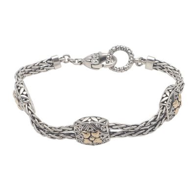 Alternate image for Floral Gold Accented Sterling Silver Station Bracelet Floral Isles