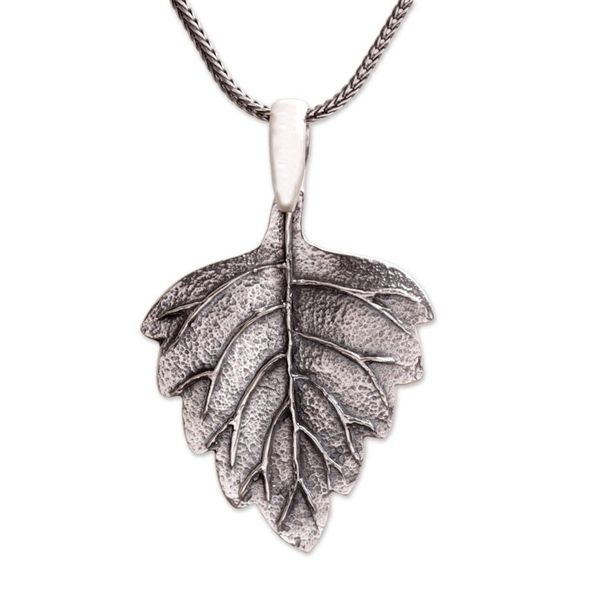 Alternate image for Handmade Sterling Silver Pendant Necklace Glistening Leaf