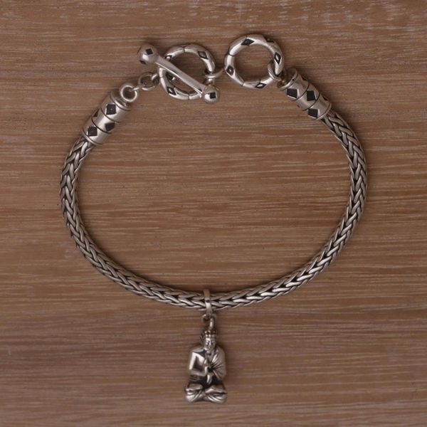 Alternate image for Buddha Charm Bracelet with Sterling Silver Naga Chain Flying Buddha