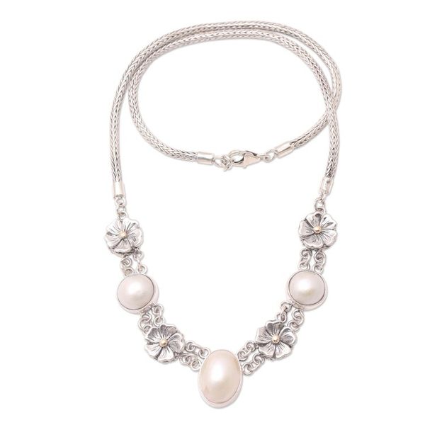 Alternate image for Gold-Accented Cultured Pearl Pendant Necklace Celestial Glow