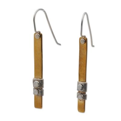 Alternate image for 925 Sterling Silver Accent Brass Dangle Earrings from Bali Island Journey