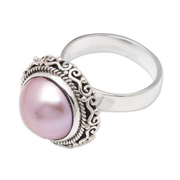 Alternate image for Traditional Pink Cultured Pearl Cocktail Ring from Bali Pink Moonlight