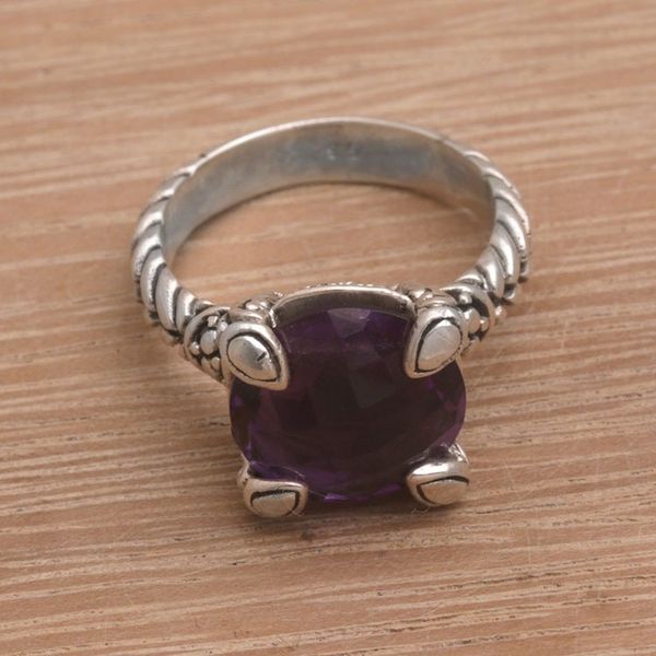 Alternate image for Handmade 925 Sterling Silver Amethyst Cocktail Ring Garden Bliss
