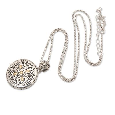 Alternate image for Floral 18k Gold-Accented Sterling Silver Pendant Necklace Sarasvati Garden