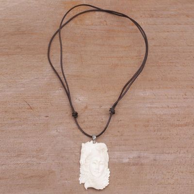 Alternate image for Handcrafted Adjustable Bone Pendant Necklace from Bali Wild Lady